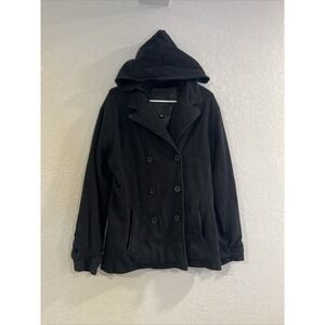 Hurley Womens Jacket Black Size Med Cotton/Polyester Blend Pockets Button